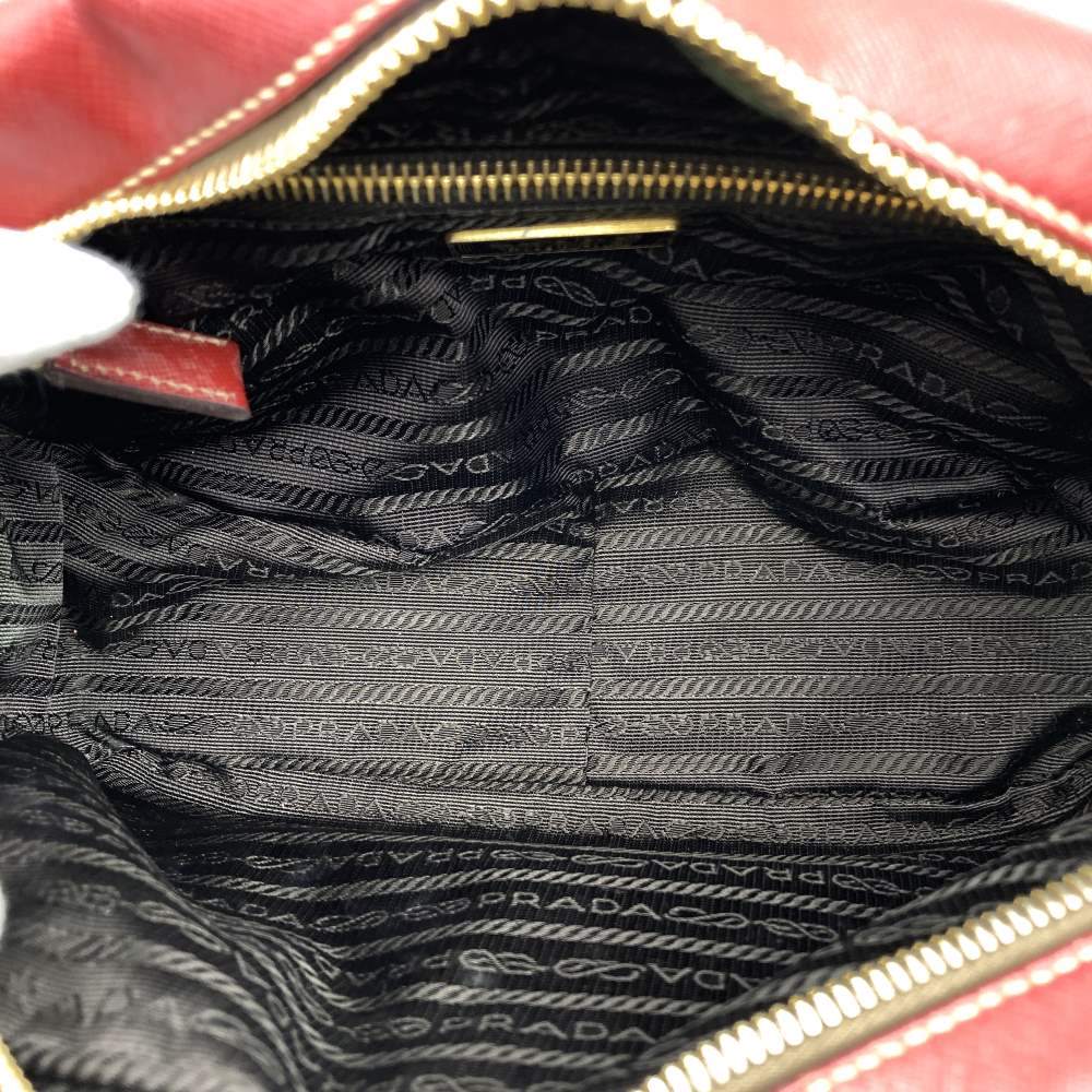 Prada Handbag with Triangular Plate, Leather, Red, BN1113, Guarantee Card Included