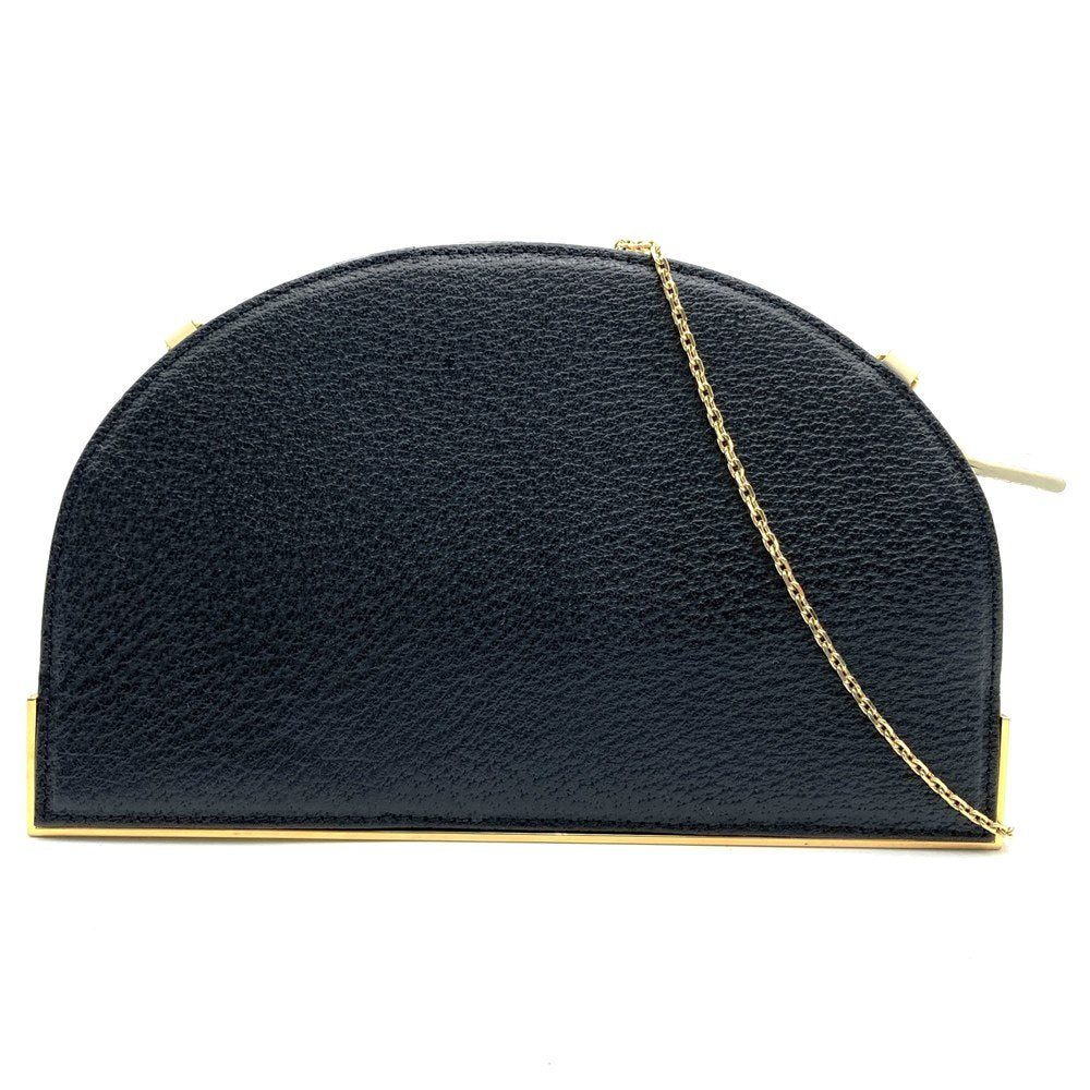 Fendi 2321 26814 Crossbody/Shoulder Chain Bag, Thin Mini Bag, Half Moon, Black/White, Black/Leather