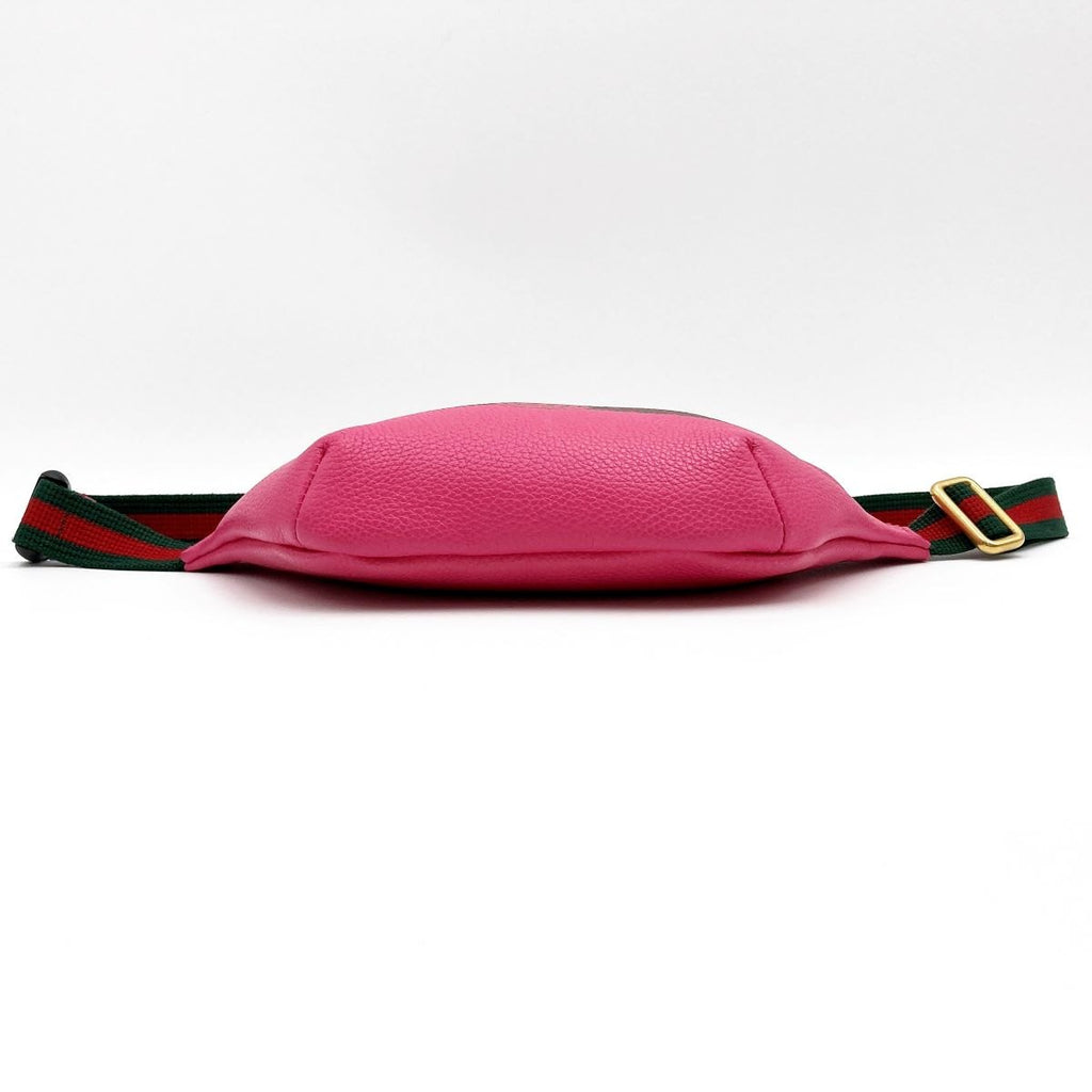 Gucci 527792 Waist Bag, Small Waist Pouch, Logo Print Leather, Pink and Green