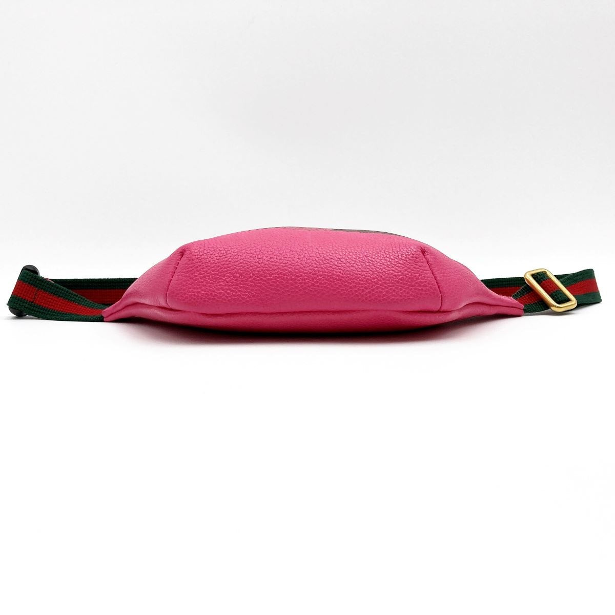Gucci 527792 Waist Bag, Small Waist Pouch, Logo Print Leather, Pink and Green