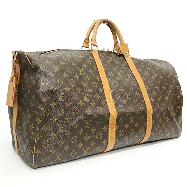 Pre-owned Louis Vuitton M41412 Keepall Bandouliere 60 Boston Bag in Brown Monogram Canvas.