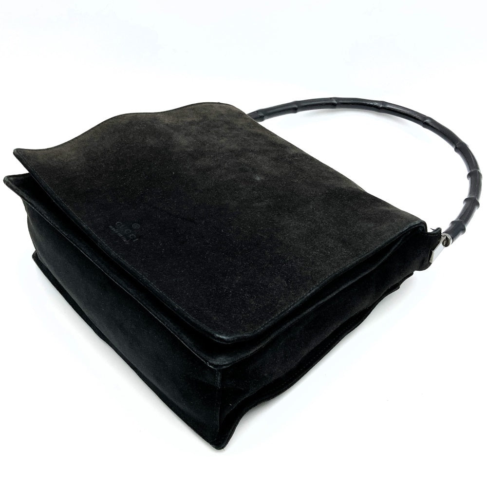 Gucci handbag shoulder bag one shoulder bamboo suede black