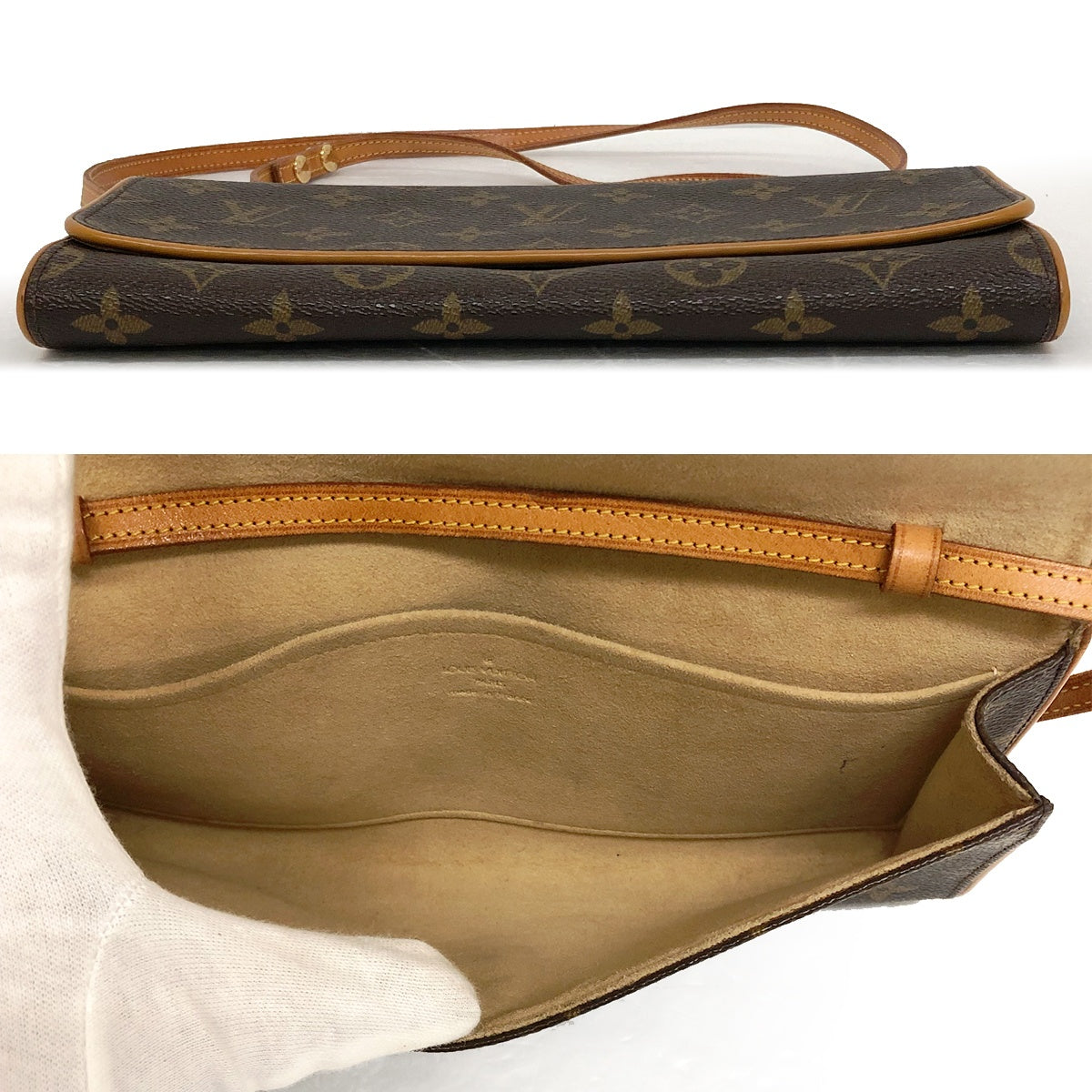 Louis Vuitton M51852 Pochette Twin GM Monogram Shoulder Bag, Crossbody, Ebene/Brown Monogram Canvas/Leather