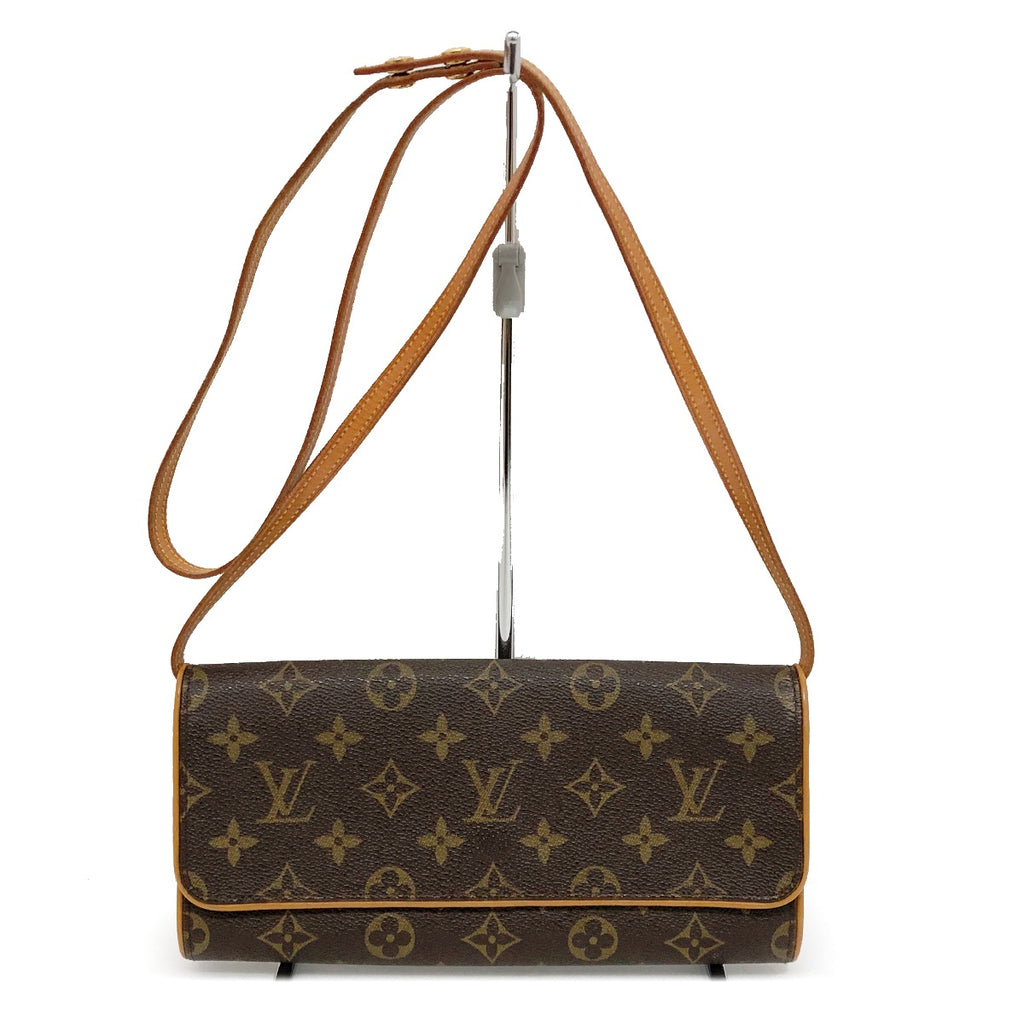 Louis Vuitton M51852 Pochette Twin GM Monogram Shoulder Bag, Crossbody, Ebene/Brown Monogram Canvas/Leather