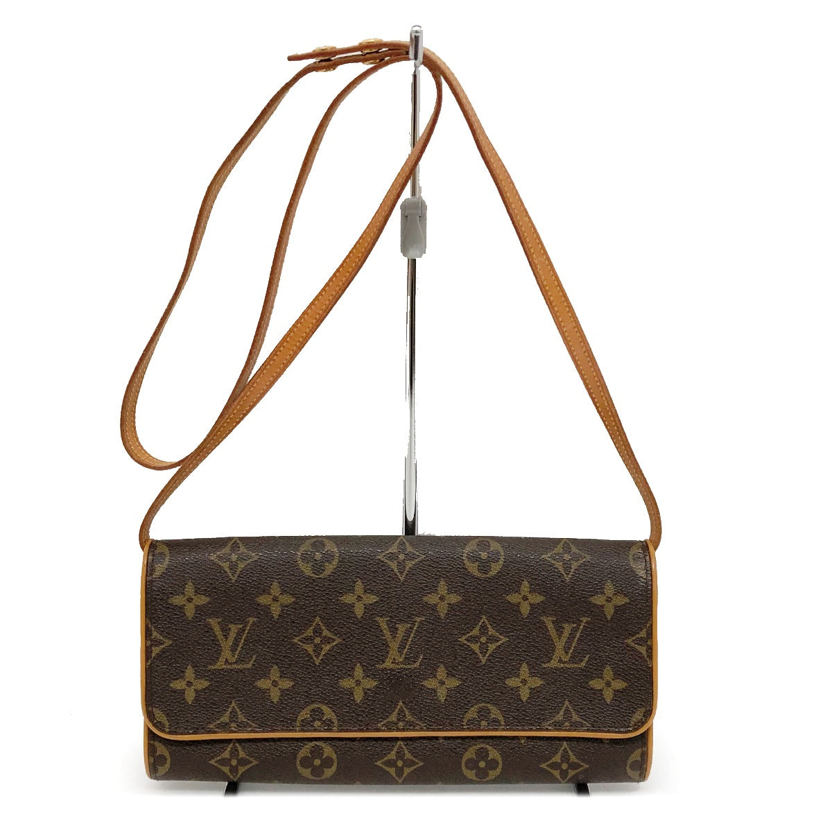 Louis Vuitton M51852 Pochette Twin GM Monogram Shoulder Bag, Crossbody, Ebene/Brown Monogram Canvas/Leather
