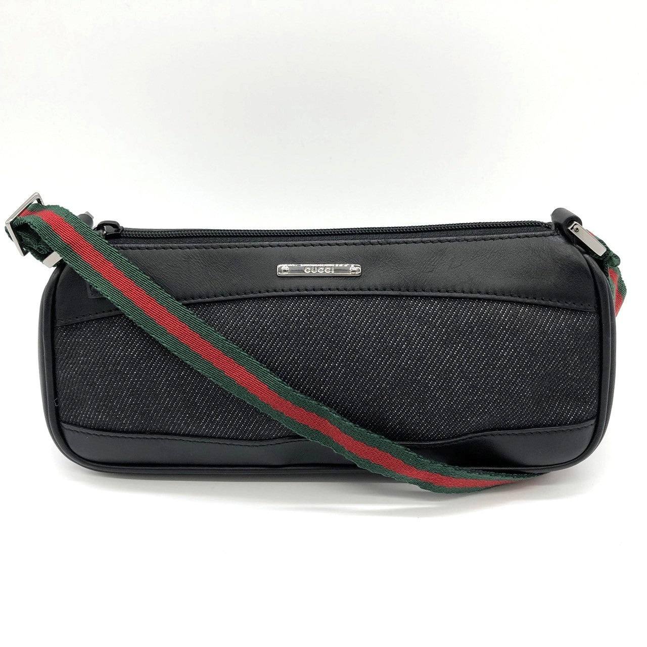 Gucci 92820 Pouch Handbag Black Canvas Sherry Line Brand Name