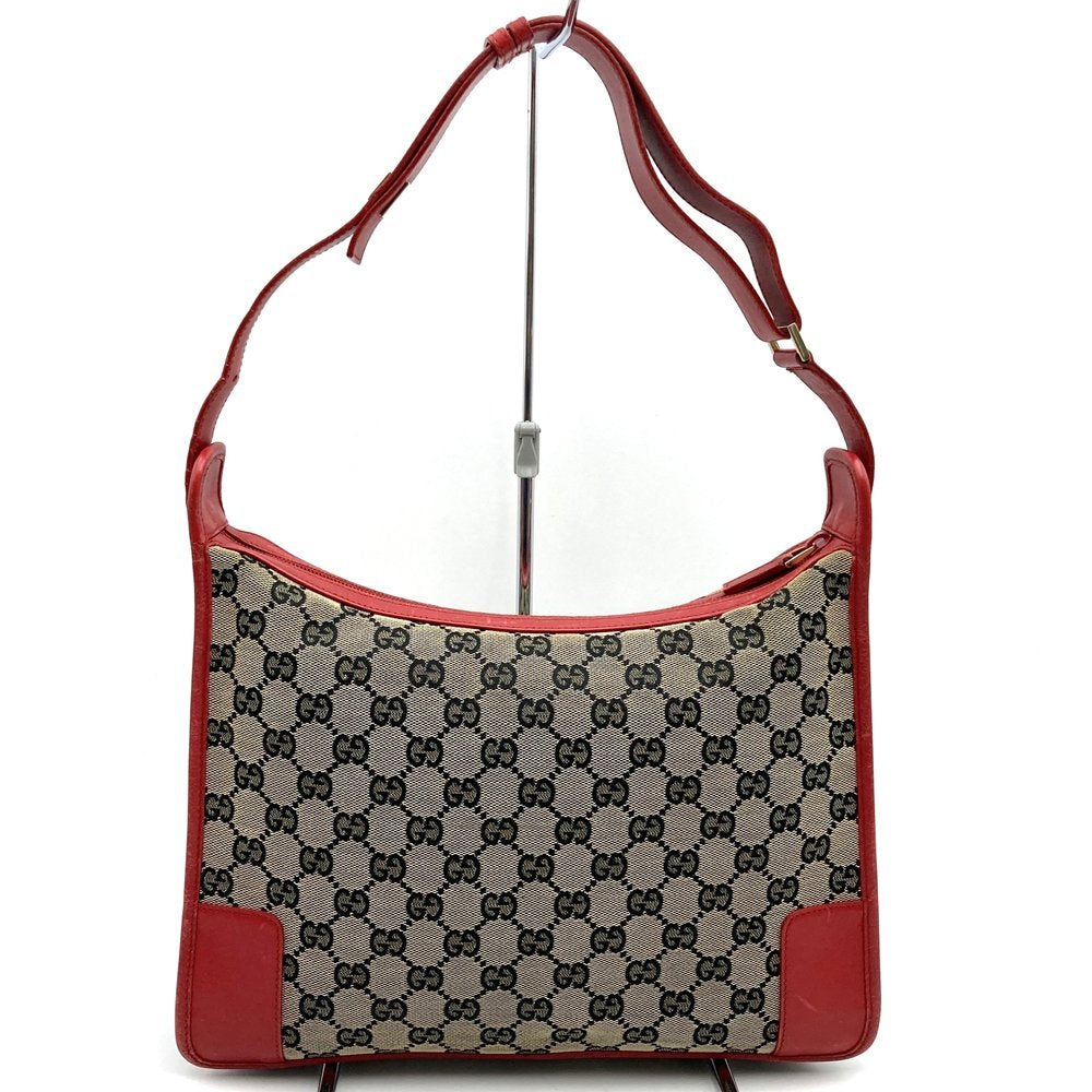Gucci 001 4205 Shoulder Bag Brown/Red Brown/GG Canvas/Leather Brand Item Used