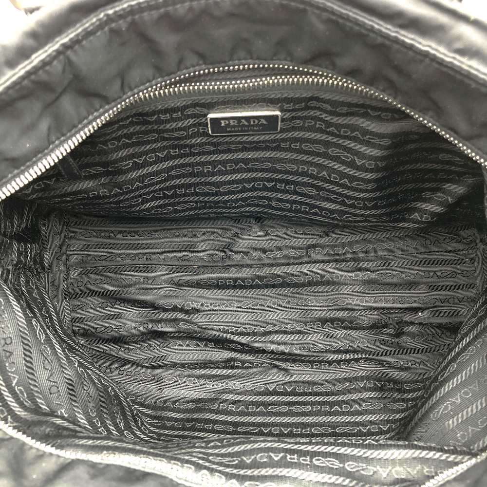 Prada handbag tote bag with triangle logo in nylon/leather, black